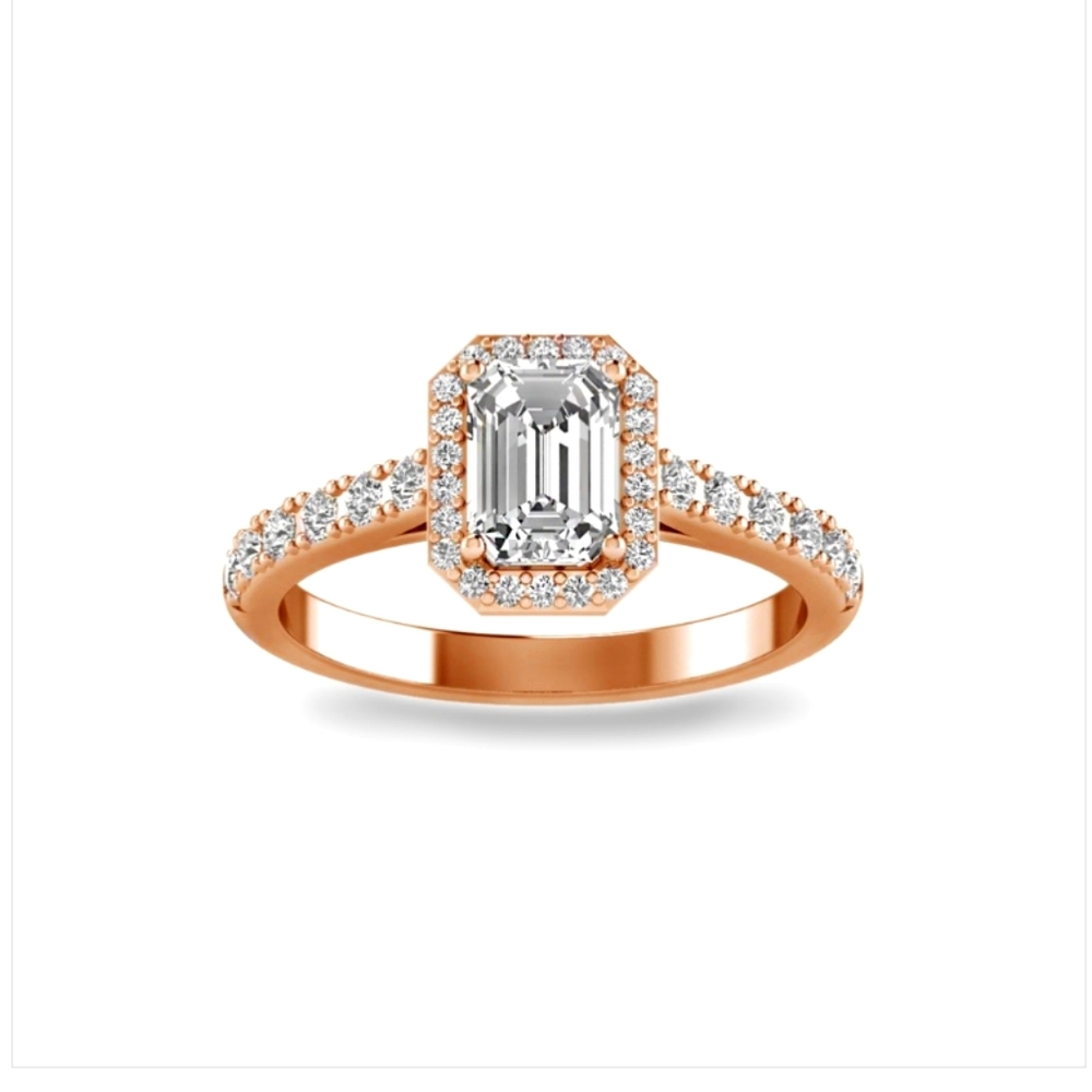 Emerald Cut Mossanite Engagement Ring-Rose Gold